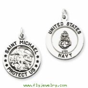 Sterling Silver Antiqued Saint Michael Navy Medal