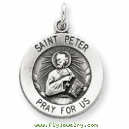 Sterling Silver Antiqued Saint Peter Medal