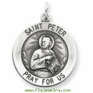 Sterling Silver Antiqued Saint Peter Medal