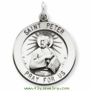 Sterling Silver Antiqued Saint Peter Medal