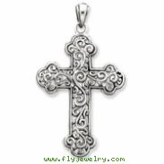 Sterling Silver Antiqued Swirl Cross Pendant