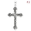 Sterling Silver Antiqued Thorn Cross Pendant