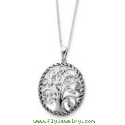 Sterling Silver Antiqued Tree Of Life 18" Necklace