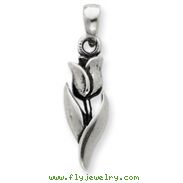 Sterling Silver Antiqued Tulip Pendant