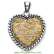 Sterling Silver Antiqued Vermeil Heart Pendant