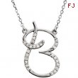 Sterling Silver B Diamond Necklace