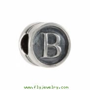 Sterling Silver B Kera Alphabet Cylinder Bead Ring Size 6