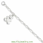 Sterling Silver Baby Bracelet w/Dangling Silver Bear