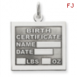Sterling Silver Birth Certificate Charm