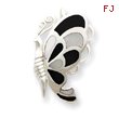 Sterling Silver Black And White Shell Butterfly Pendant