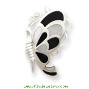 Sterling Silver Black And White Shell Butterfly Pendant