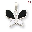 Sterling Silver Black And White Stone Butterfly Pendant