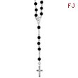 Sterling Silver Black Bead Rosary