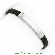 Sterling Silver Black Braided Leather Bracelet