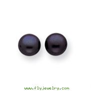 Sterling Silver Black Cultured Pearl Button Earrings