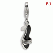 Sterling Silver Black Enamel & Polished Shoe With Lobster Clasp Charm