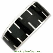 Sterling Silver Black Resin & Sand Cuff Bracelet