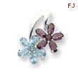 Sterling Silver Blue & Purple CZ Floral Pendant