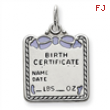 Sterling Silver Blue Birth Certificate Charm