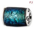 Sterling Silver Blue Dichroic Glass Barrel Bead