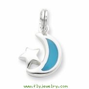 Sterling Silver Blue Enamaled Moon & Star Charm