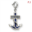 Sterling Silver Blue Enameled Anchor w/Crystals Charm