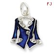 Sterling Silver Blue Enameled And Crystal Vest Charm