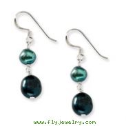 Sterling Silver Blue-Green Freshwater Cultured Pearl Earrings