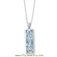Sterling Silver Blue Lace Agate & Cubic Zirconia Living Water 18" Necklace