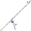 Sterling Silver Blue Quartz Bead & Dangling Dolphin Figaro Anklet