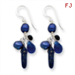 Sterling Silver Blue Sandstone/Dark Blue Cultured Pearl Earrings