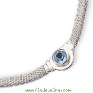 Sterling Silver Blue Topaz & Mesh Fancy Necklace