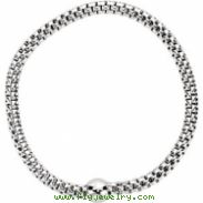 Sterling Silver BRACELET Complete No Setting WHITE RHODIUM PLATED 4.30 MM Polished WOVEN STRETCH W R