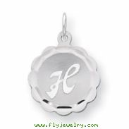 Sterling Silver Brocaded Initial H Charm