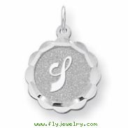 Sterling Silver Brocaded Initial J Charm
