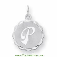 Sterling Silver Brocaded Initial P Charm