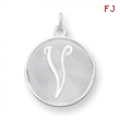 Sterling Silver Brocaded Initial V Charm