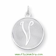 Sterling Silver Brocaded Initial V Charm