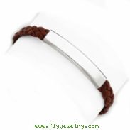 Sterling Silver Brown Braided Leather Bracelet