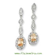 Sterling Silver Champagne & Clear Cubic Zirconia Post Earrings