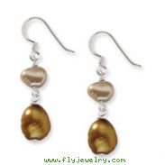 Sterling Silver Champagne & Copper Freshwater Cultured Pearl Earrings