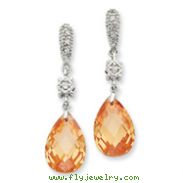 Sterling Silver Champagne Cubic Zirconia Dangle Post Earrings