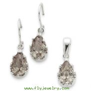 Sterling Silver Champagne CZ Earrings and Pendant Set