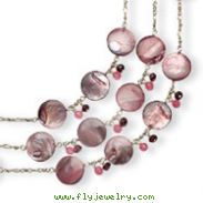 Sterling Silver Cherry Quartz, Garnet, Mother Of Pearl Necklace