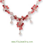 Sterling Silver Cherry, Rose, Strawberry Quartz Necklace