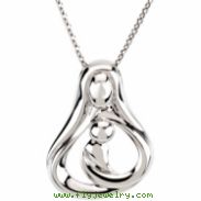 Sterling Silver Child Mother's Mothers Embrace Necklace With Packaging