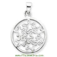 Sterling Silver Circle With Stars Pendant