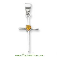 Sterling Silver Citrine Cross Pendant