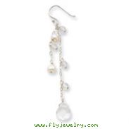 Sterling Silver Clear Quartz, White Cultured Pearl, Opalite Earrings