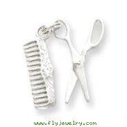 Sterling Silver Comb & Scissor Charm